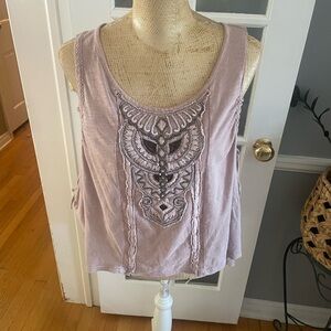 Free people split back embroidered/beaded top